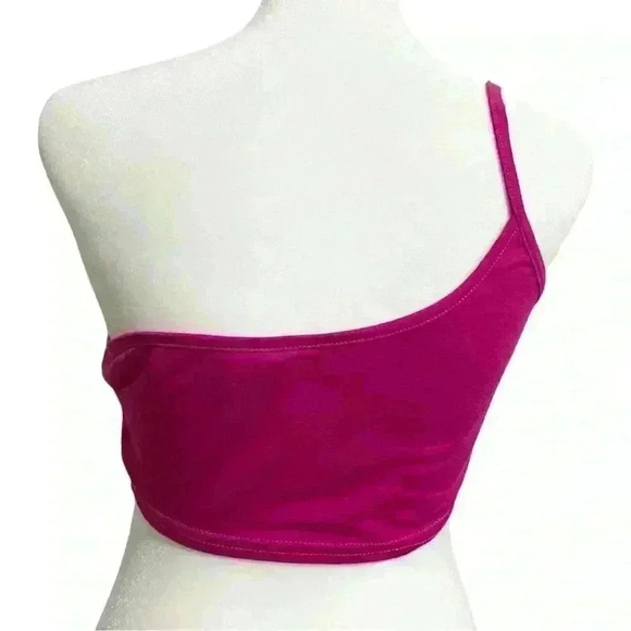 PrettyLittleThing Basic Hot Pink One Shoulder Strappy Crop Top - Picture 7 of 11